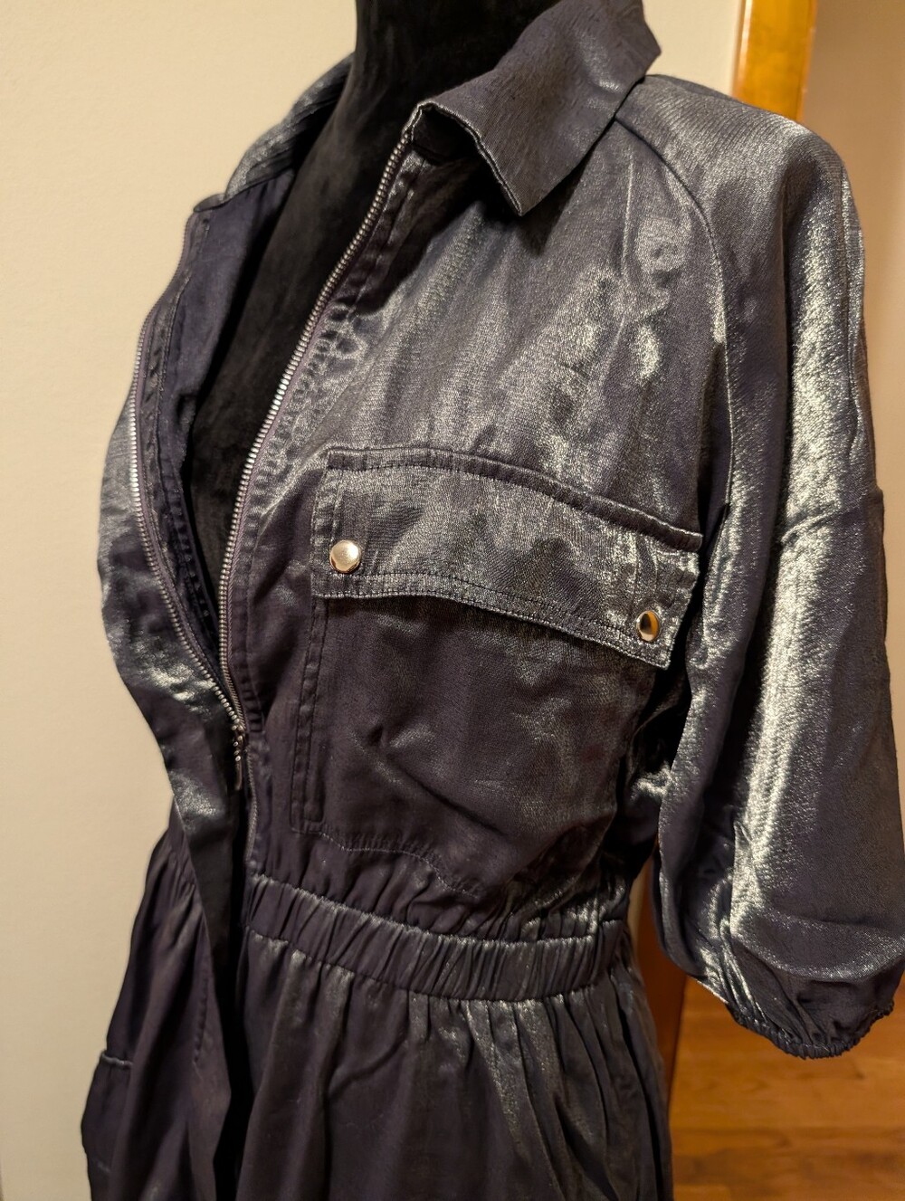 Anthropologie Metallic Maxi Safari Utility Full Dress - Picture 8 of 9